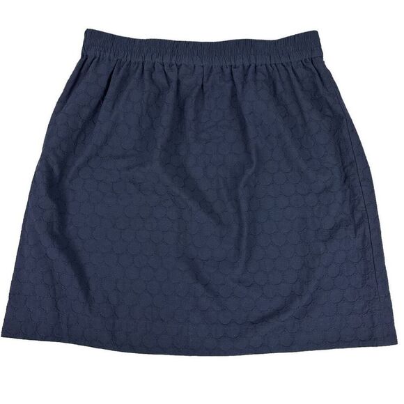 TALBOTS embroidered cotton pull-on Skirt Navy size Medium - Picture 2 of 4